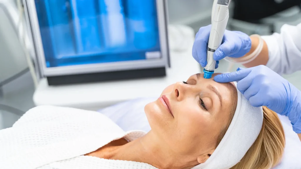 Mujer realizándose un tratamiento de Hidrodermoabrasión en Ancha Estética Cádiz