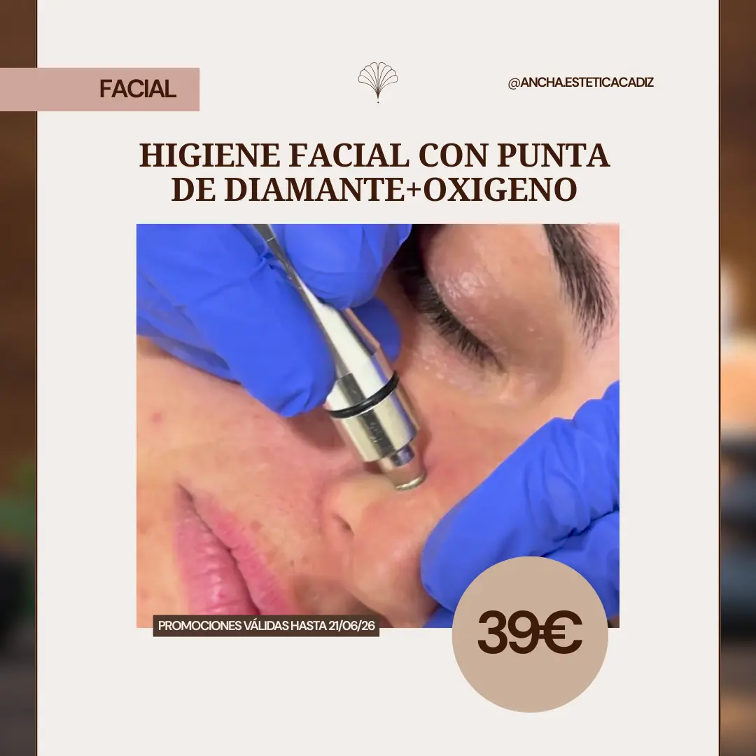 Higiene facial con punta de diamante + oxígeno