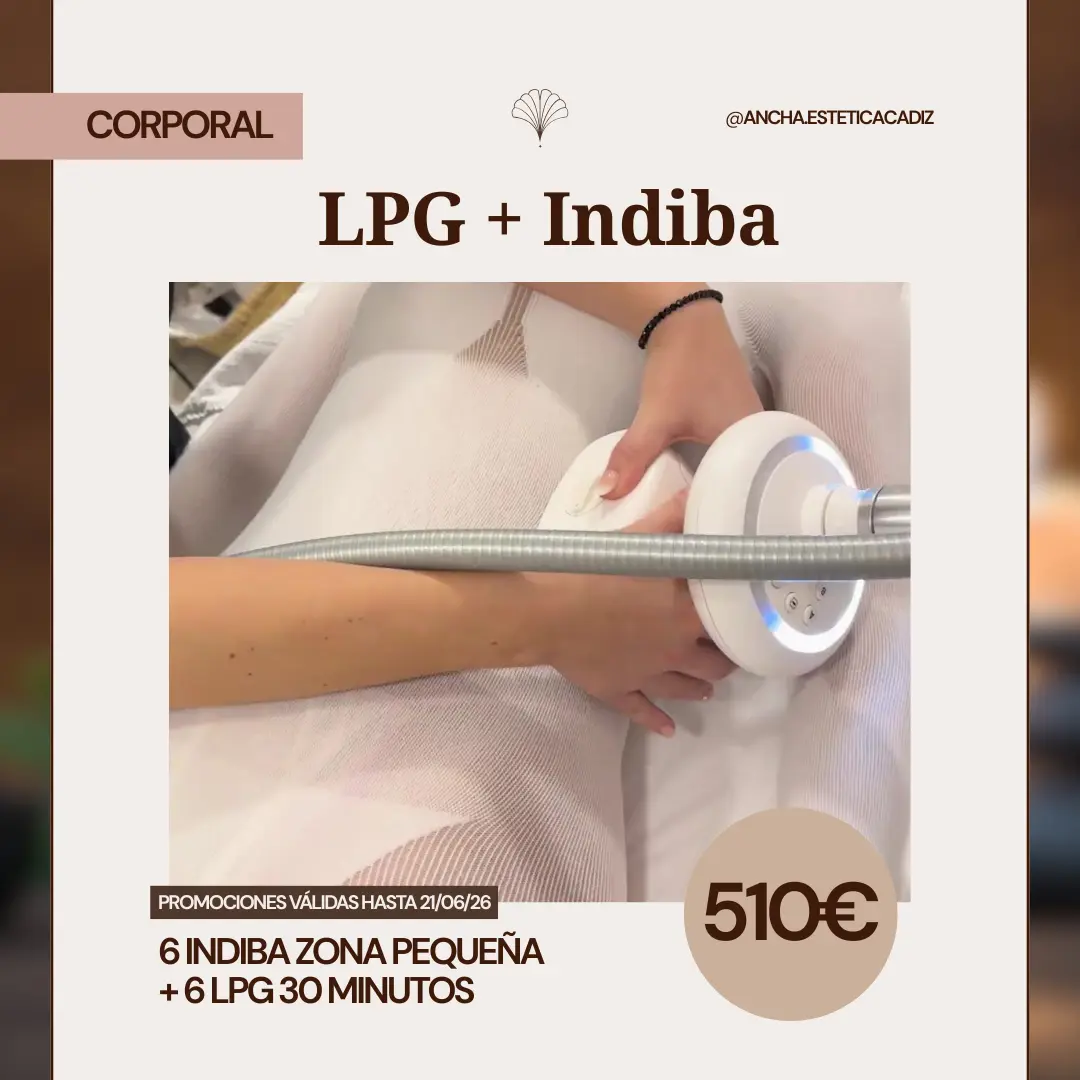 6 Indiba zona pequeña + 6 LPG 30 minutos